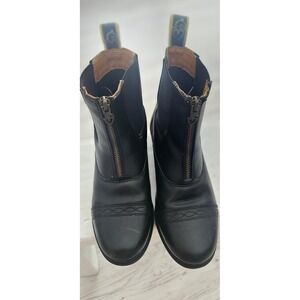Shires Moretta Rosetta Paddock Boots Leather Front Zip Black W US 6 1757 9963